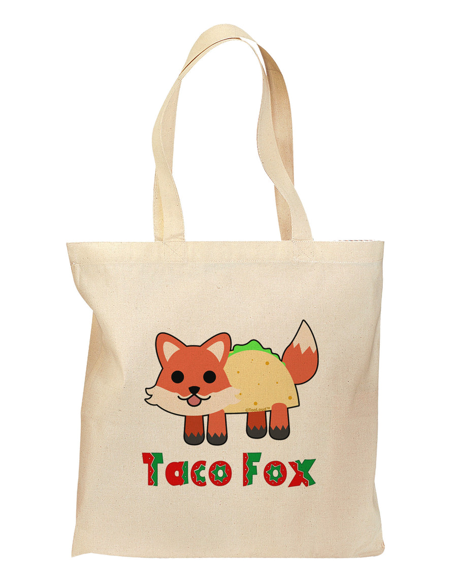 Cute Taco Fox Text Grocery Tote Bag-Grocery Tote-TooLoud-Natural-Medium-Davson Sales