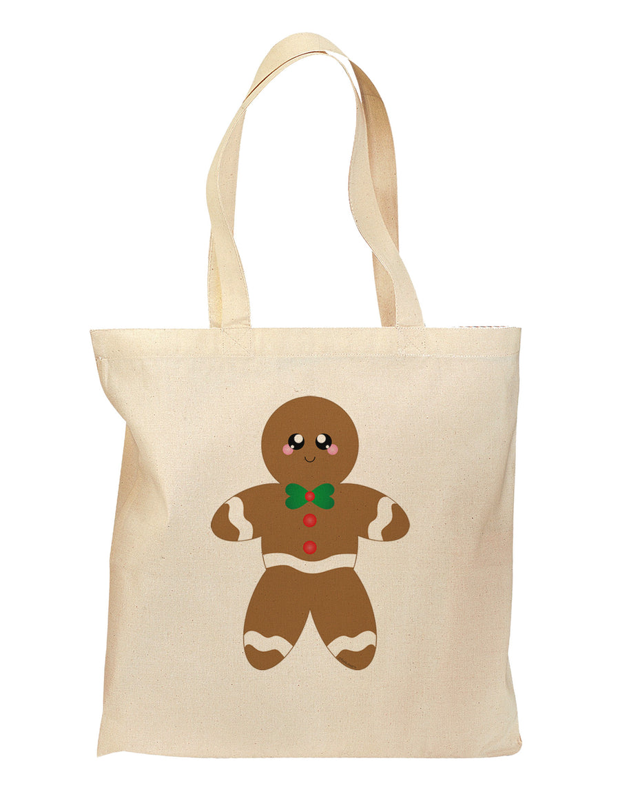 Cute Gingerbread Man Christmas Grocery Tote Bag-Grocery Tote-TooLoud-Natural-Medium-Davson Sales