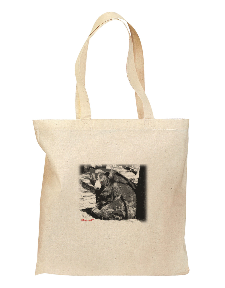 Creepy Black Bear Grocery Tote Bag - Natural-Grocery Tote-TooLoud-Natural-Medium-Davson Sales