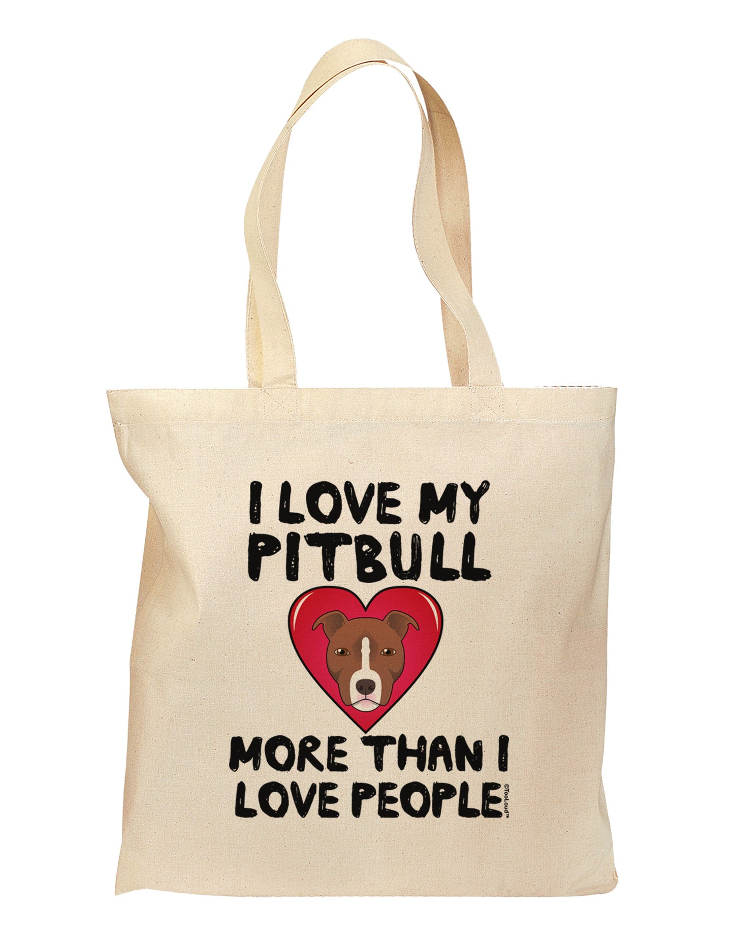 Love Pitbull More Than People Grocery Tote Bag by TooLoud-Grocery Tote-TooLoud-Natural-Medium-Davson Sales