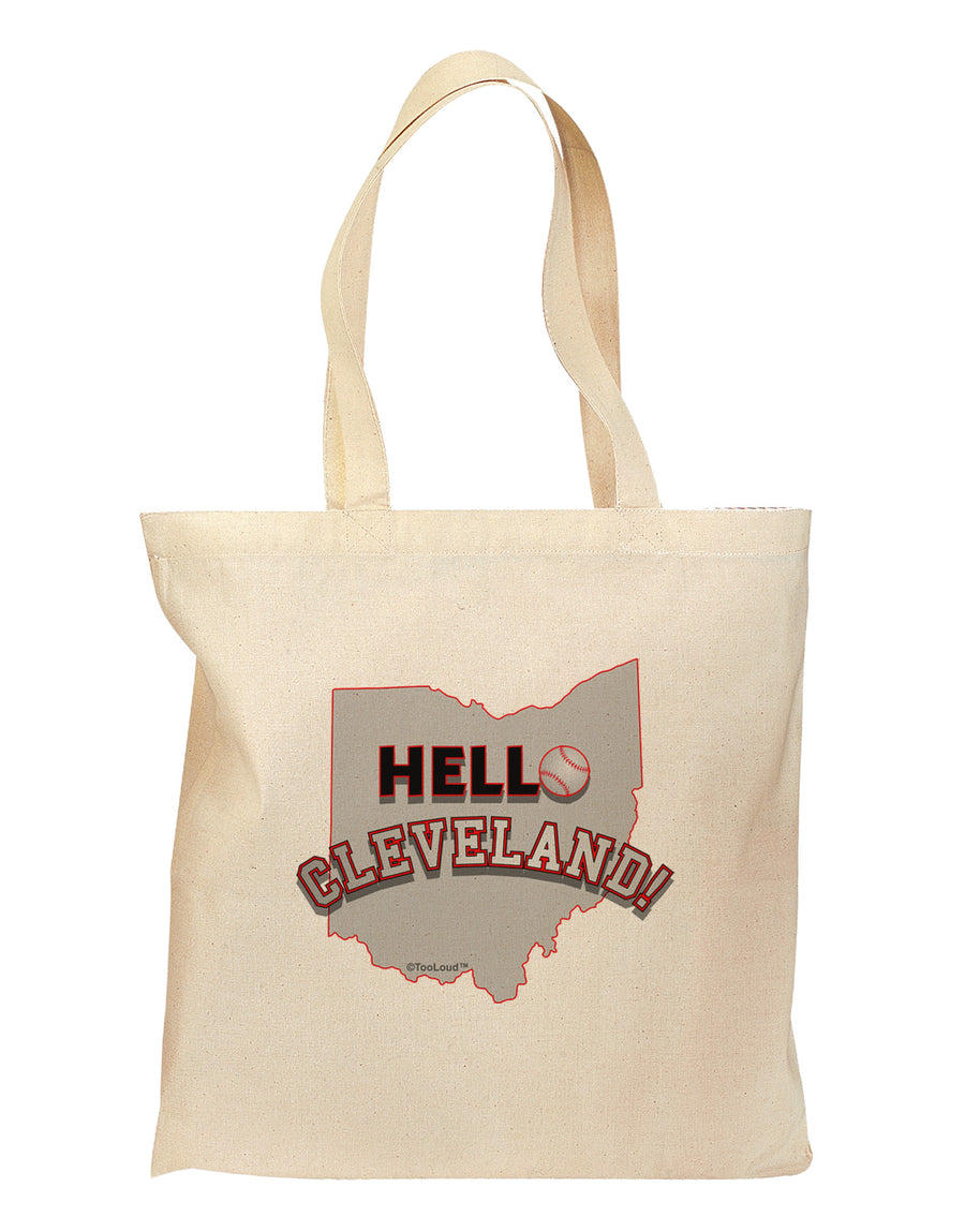 Hello Cleveland Grocery Tote Bag-Grocery Tote-TooLoud-Natural-Medium-Davson Sales