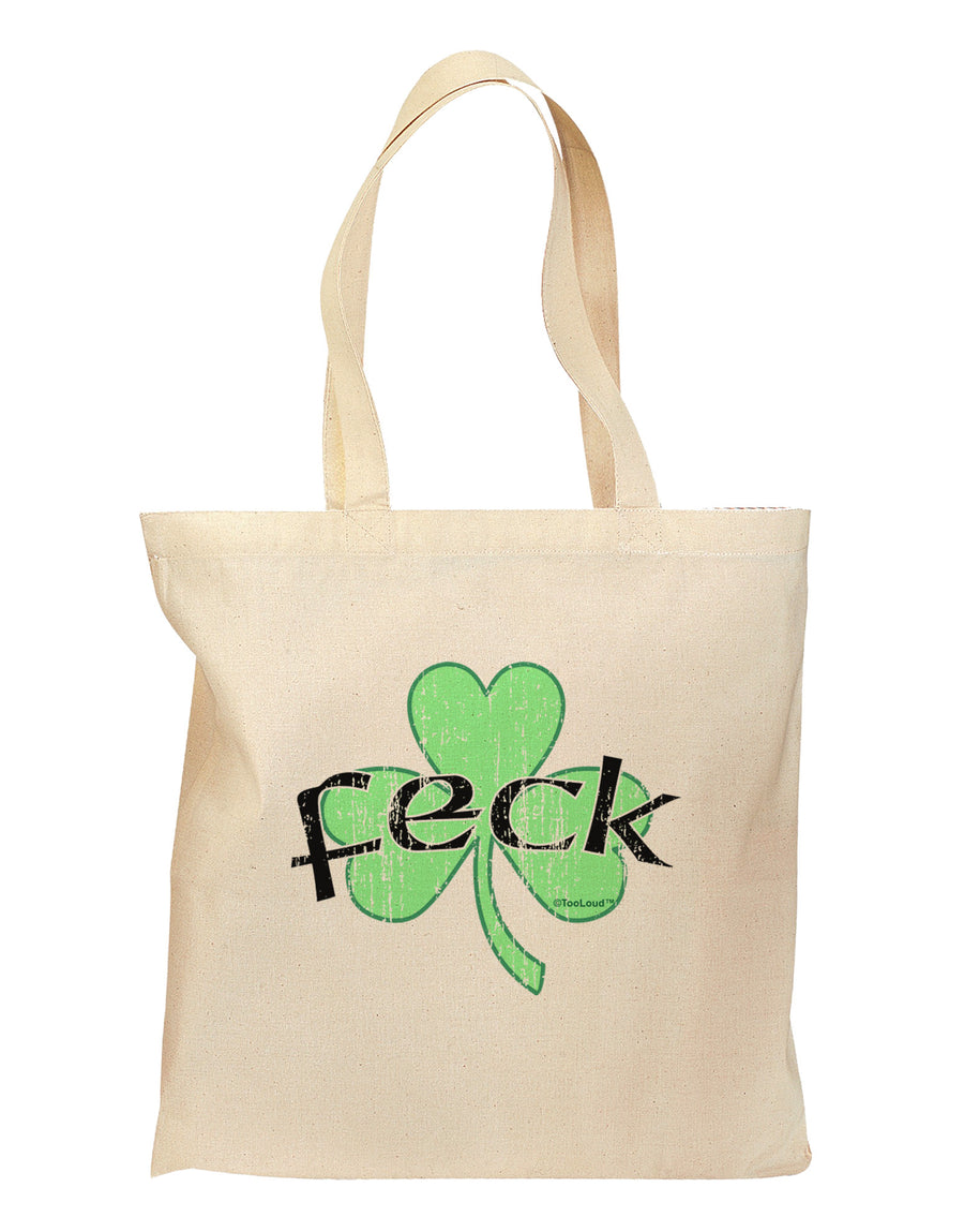 Feck - Clover Distressed Design Grocery Tote Bag by TooLoud-Grocery Tote-TooLoud-Natural-Medium-Davson Sales