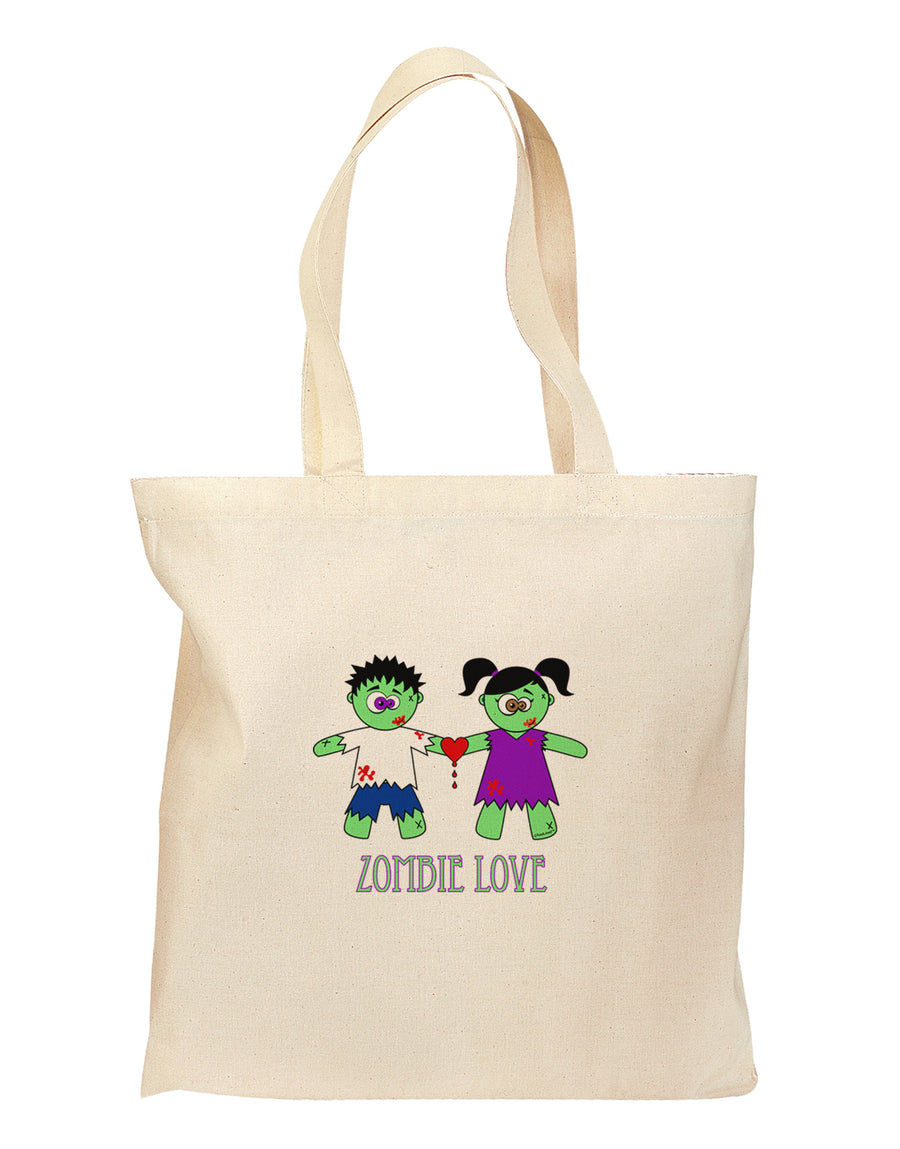 Zombie Love Couple Halloween Grocery Tote Bag-Grocery Tote-TooLoud-Natural-Medium-Davson Sales