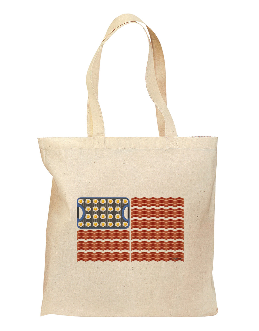 American Breakfast Flag - Bacon and Eggs Grocery Tote Bag-Grocery Tote-TooLoud-Natural-Medium-Davson Sales