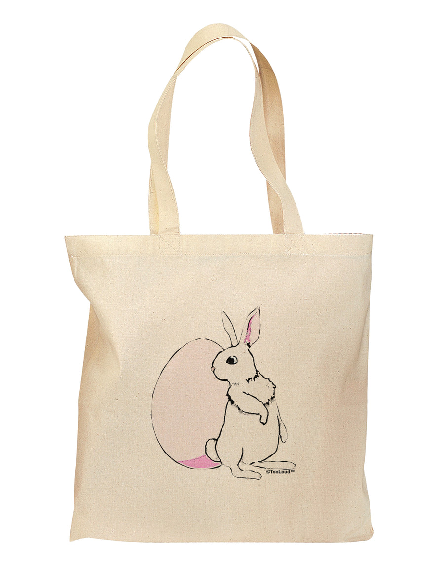 Easter Bunny and Egg Design Grocery Tote Bag by TooLoud-Grocery Tote-TooLoud-Natural-Medium-Davson Sales