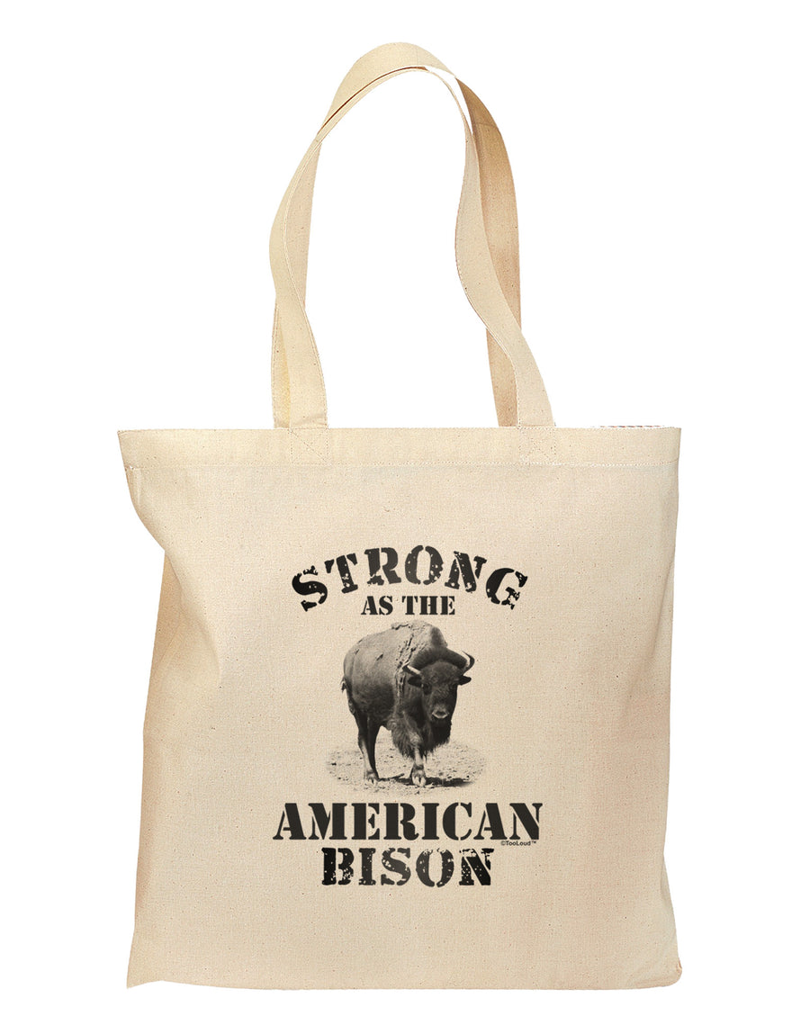 Strong Bison Text Grocery Tote Bag - Natural-Grocery Tote-TooLoud-Natural-Medium-Davson Sales