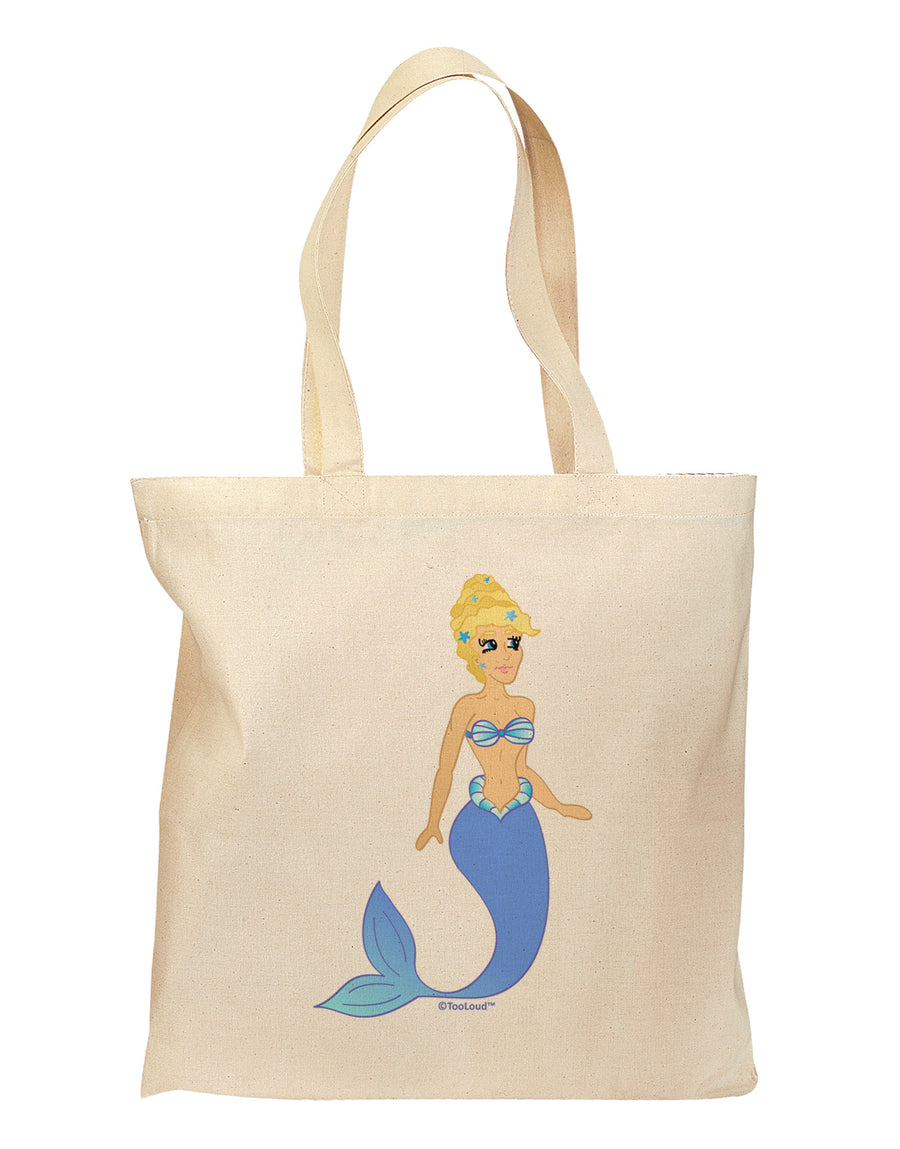 Mermaid Design - Blue Grocery Tote Bag-Grocery Tote-TooLoud-Natural-Medium-Davson Sales