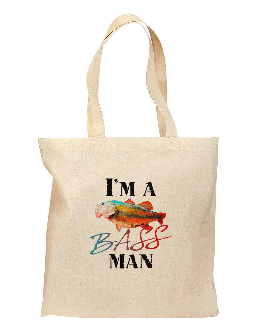 I'm A Bass Man Watercolor Grocery Tote Bag-Grocery Tote-TooLoud-Natural-Medium-Davson Sales