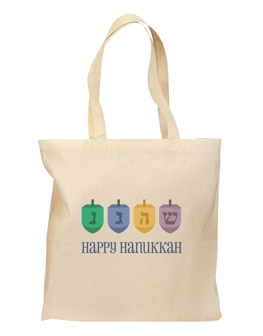 Happy Hanukkah Dreidels Grocery Tote Bag-Grocery Tote-TooLoud-Natural-Medium-Davson Sales