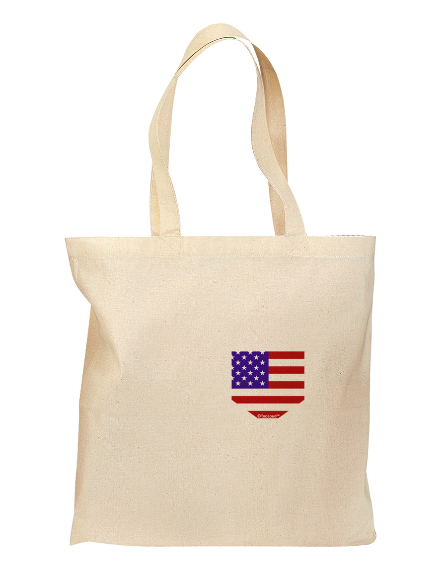 American Flag Faux Pocket Design Grocery Tote Bag by TooLoud-Grocery Tote-TooLoud-Natural-Medium-Davson Sales