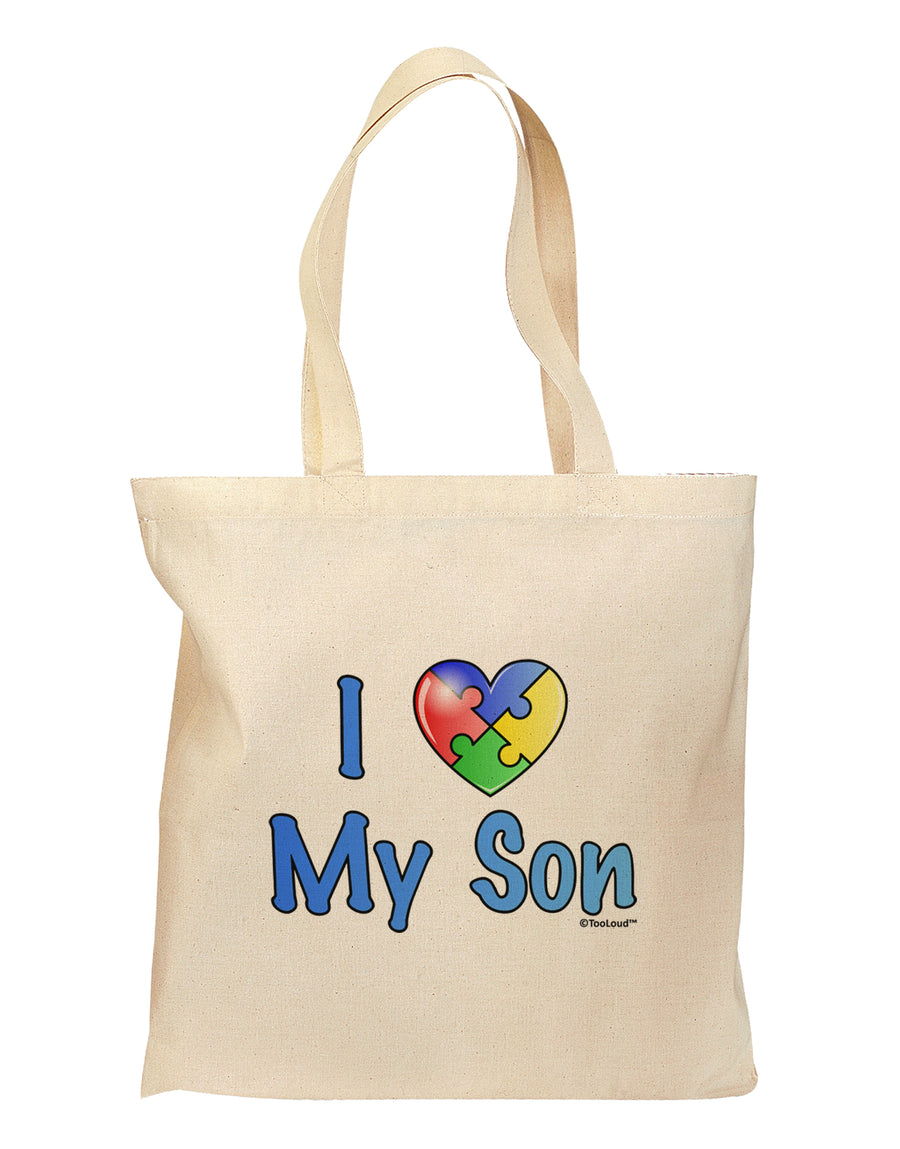 I Heart My Son - Autism Awareness Grocery Tote Bag by TooLoud-Grocery Tote-TooLoud-Natural-Medium-Davson Sales