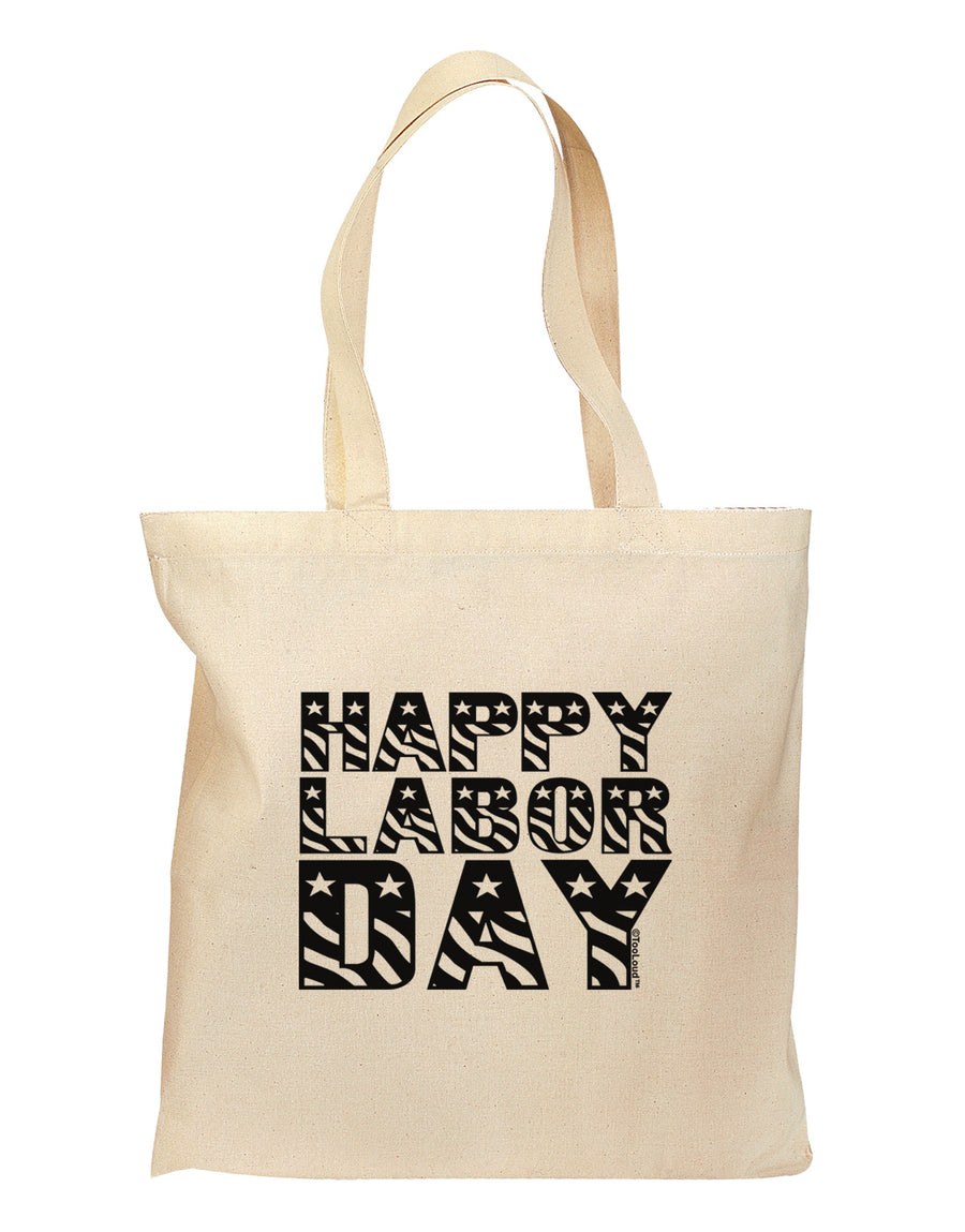 Happy Labor Day Text Grocery Tote Bag-Grocery Tote-TooLoud-Natural-Medium-Davson Sales