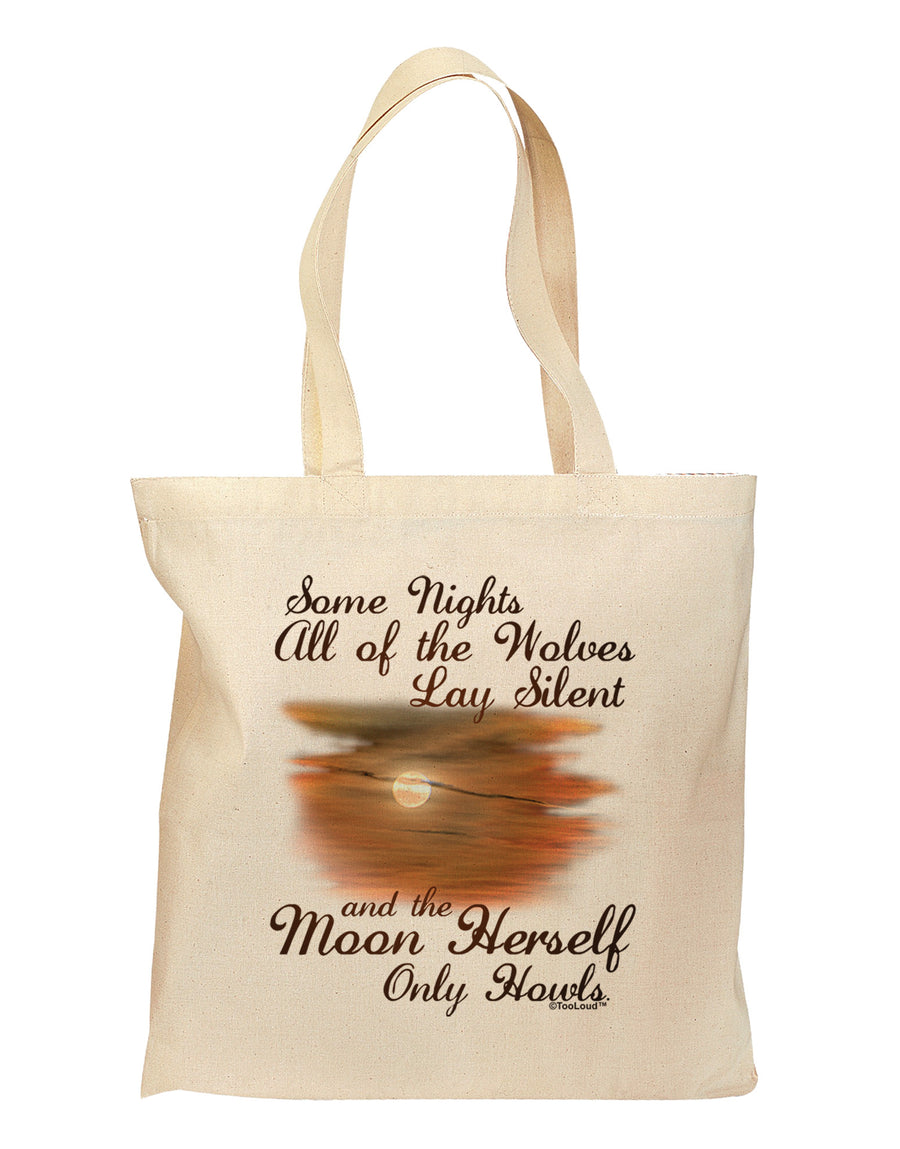 The Moon Herself Howls Grocery Tote Bag - Natural-Grocery Tote-TooLoud-Natural-Medium-Davson Sales