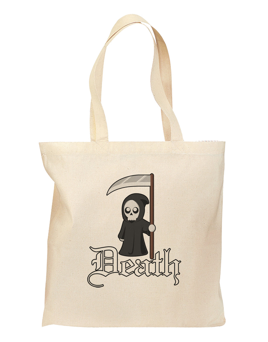 Cute Grim Reaper - Death Text Grocery Tote Bag-Grocery Tote-TooLoud-Natural-Medium-Davson Sales