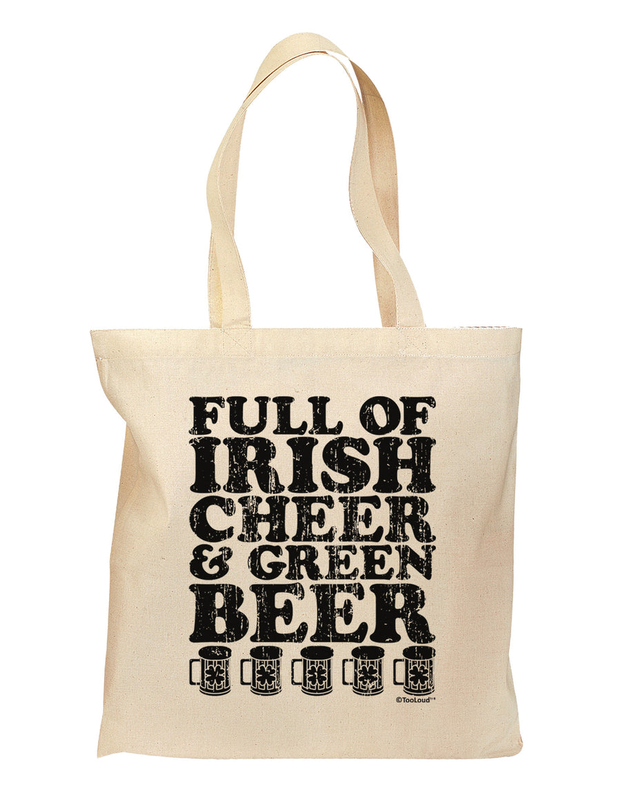 Full of Irish Cheer and Green Beer Grocery Tote Bag by TooLoud-Grocery Tote-TooLoud-Natural-Medium-Davson Sales