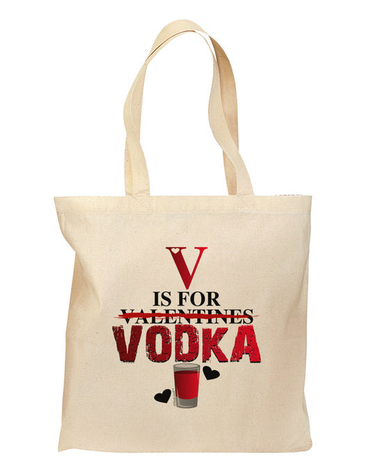 V Is For Vodka Grocery Tote Bag-Grocery Tote-TooLoud-Natural-Medium-Davson Sales