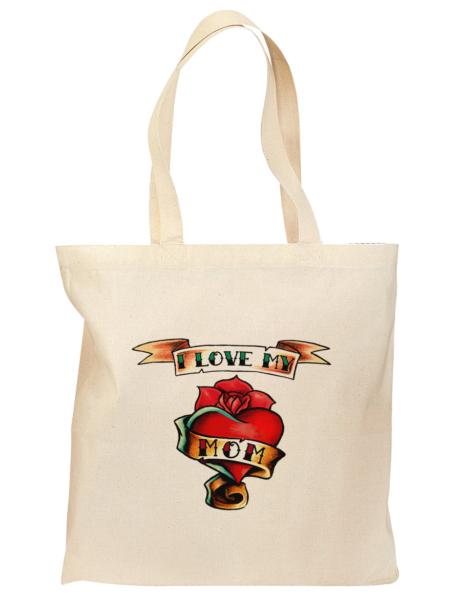 Tattoo Heart I Love My Mom Grocery Tote Bag-Grocery Tote-TooLoud-Natural-Medium-Davson Sales