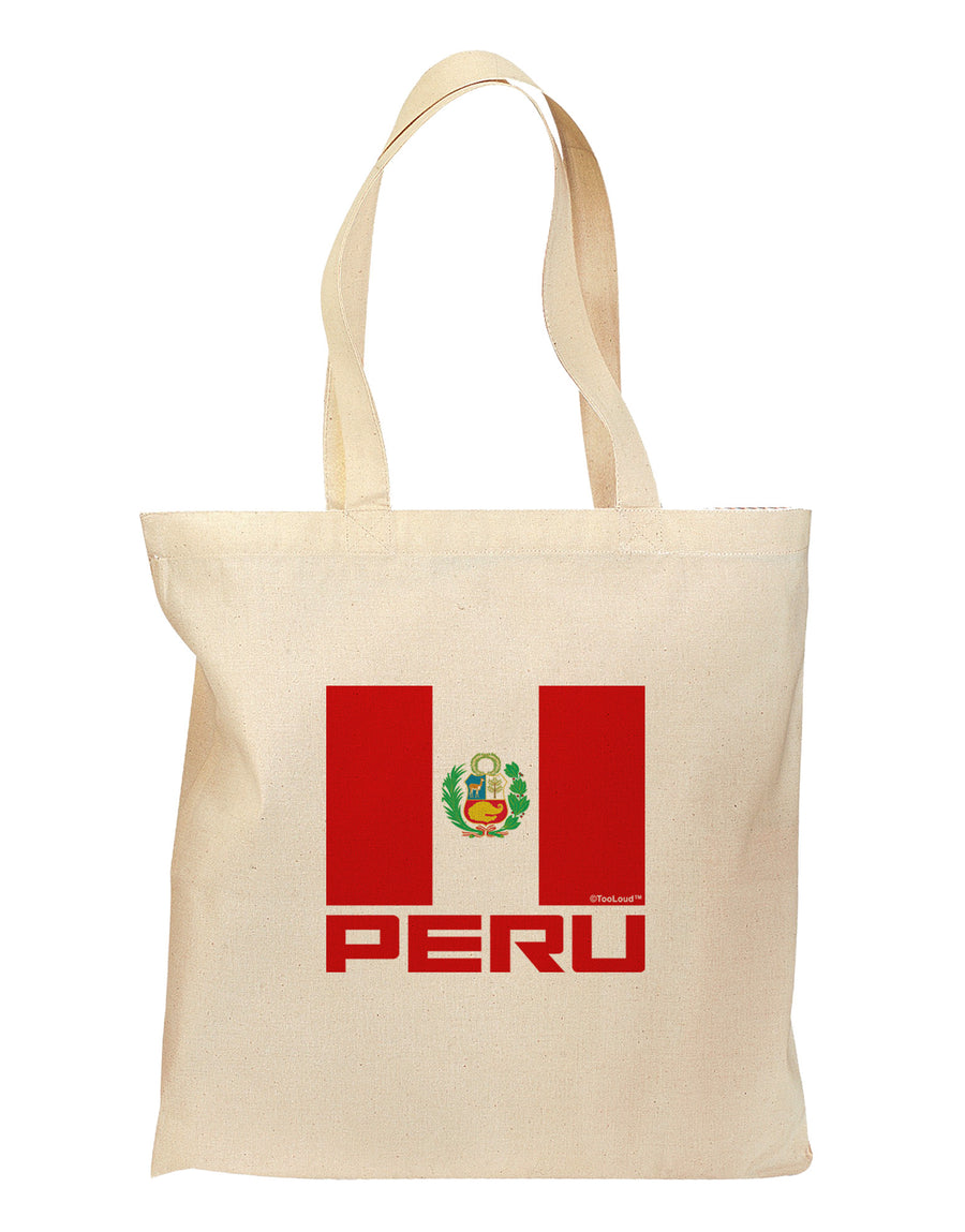 Peru Flag Grocery Tote Bag-Grocery Tote-TooLoud-Natural-Medium-Davson Sales