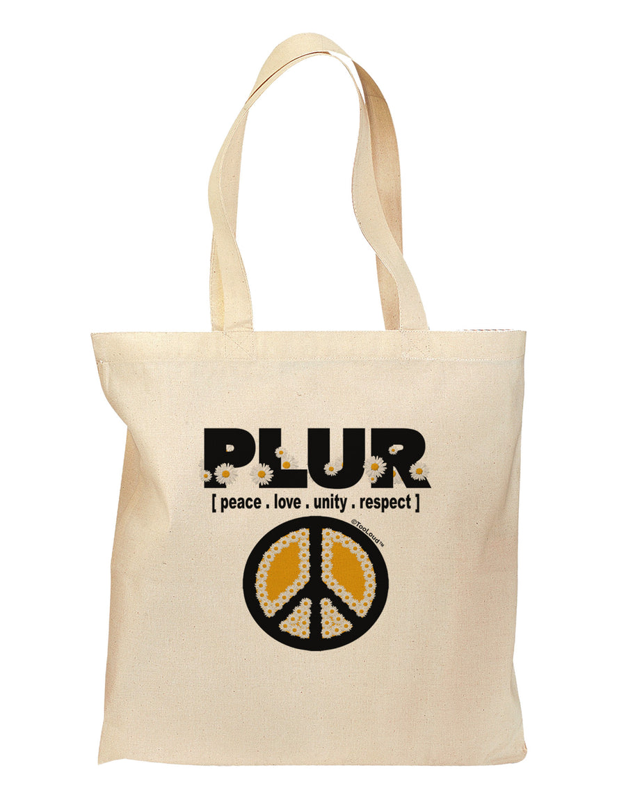 PLUR Daisies Grocery Tote Bag-Grocery Tote-TooLoud-Natural-Medium-Davson Sales