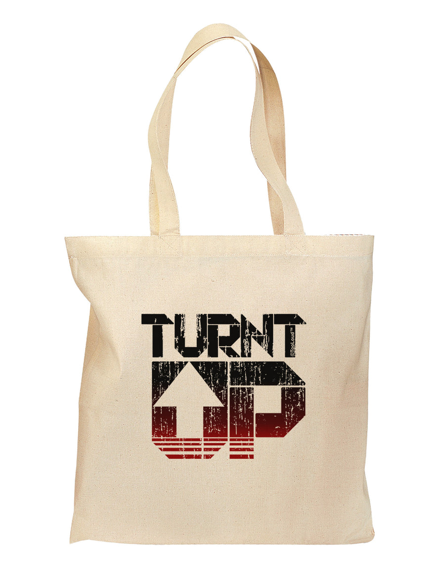 TooLoud Turnt Up Distressed Grocery Tote Bag-Grocery Tote-TooLoud-Natural-Medium-Davson Sales