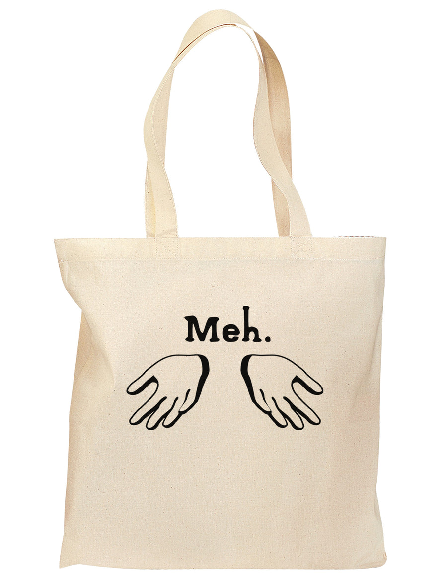 Meh with Hands Grocery Tote Bag-Grocery Tote-TooLoud-Natural-Medium-Davson Sales