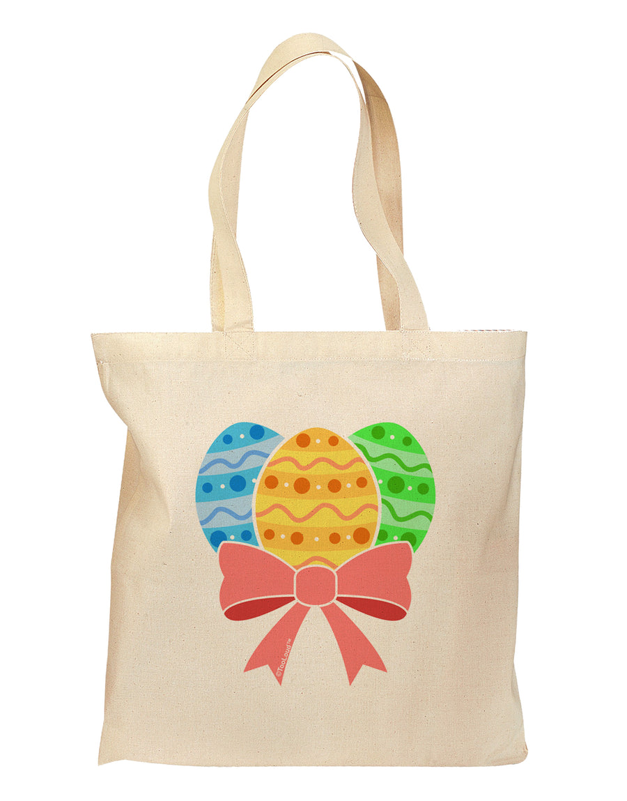 Easter Eggs With Bow Grocery Tote Bag by TooLoud-Grocery Tote-TooLoud-Natural-Medium-Davson Sales