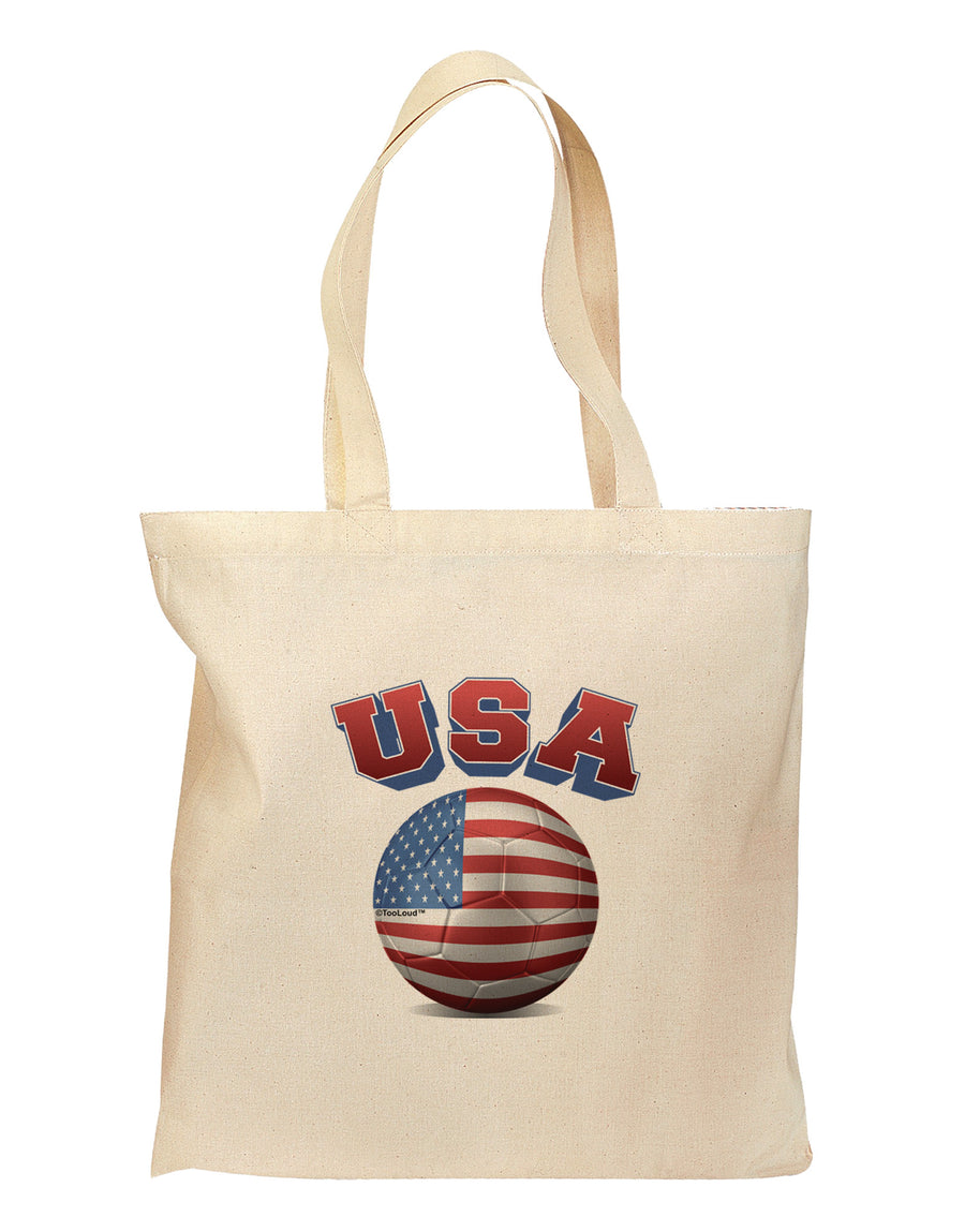 Soccer Ball Flag - USA Grocery Tote Bag-Grocery Tote-TooLoud-Natural-Medium-Davson Sales