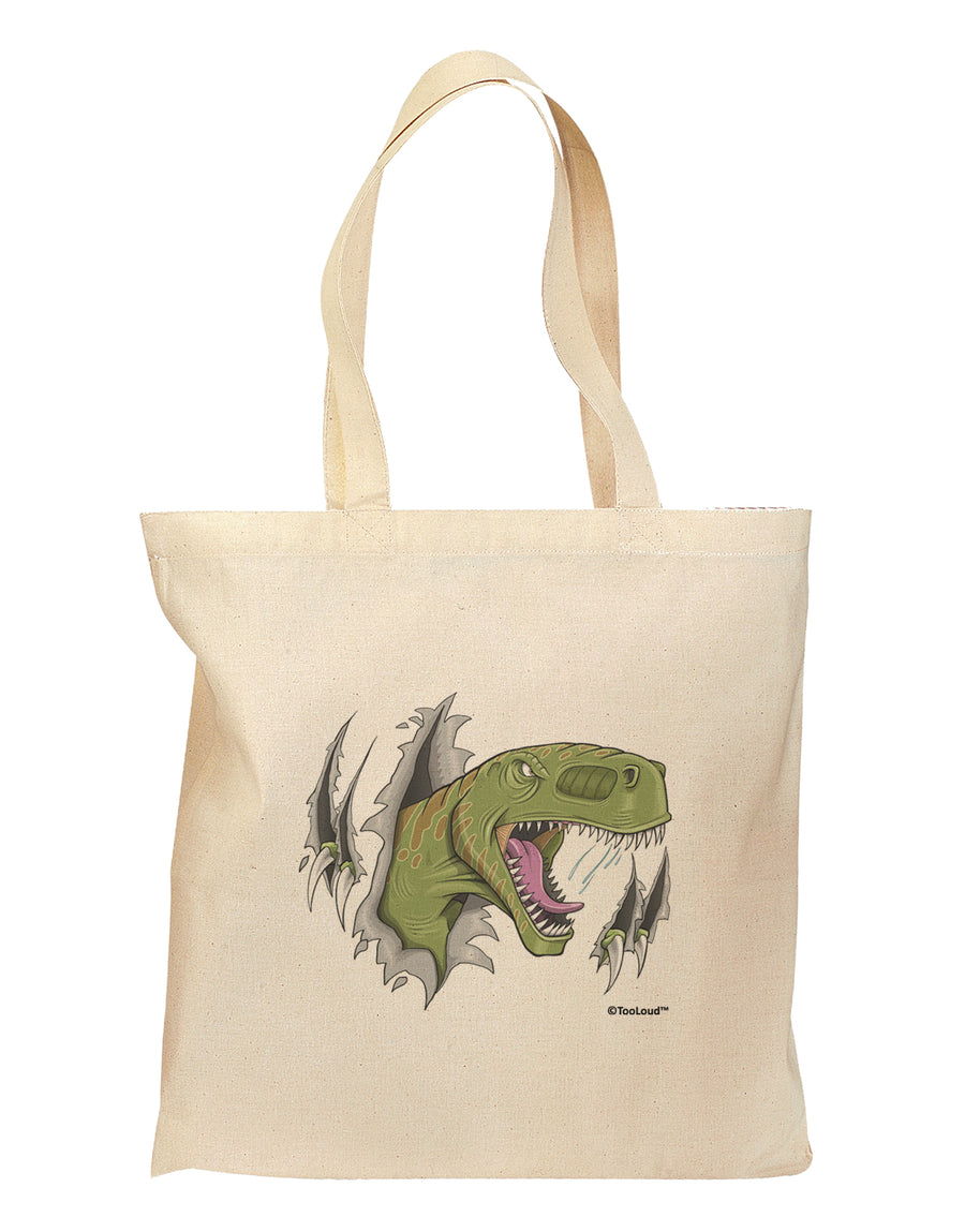 Green Dinosaur Breaking Free Grocery Tote Bag by TooLoud-Grocery Tote-TooLoud-Natural-Medium-Davson Sales