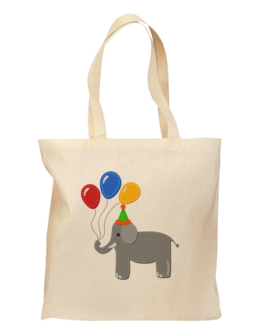 Cute Elephant with Balloons Grocery Tote Bag-Grocery Tote-TooLoud-Natural-Medium-Davson Sales