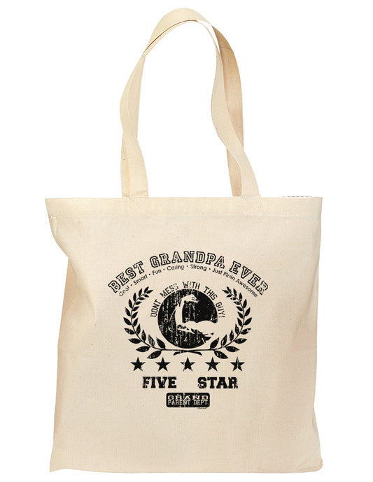 Best Grandpa Ever Distressed Collegiate Grocery Tote Bag-Grocery Tote-TooLoud-Natural-Medium-Davson Sales