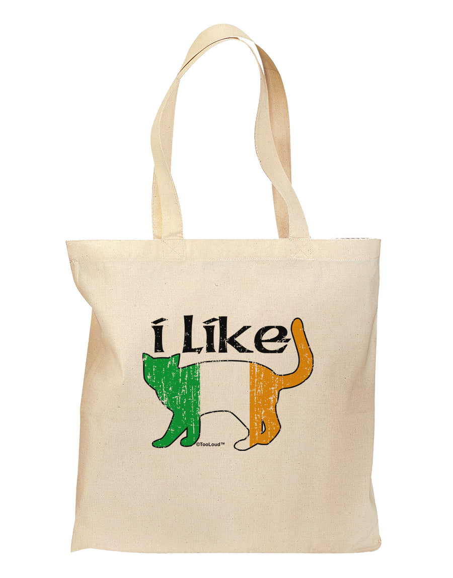 I Like Irish Cat Silhouette Grocery Tote Bag by TooLoud-Grocery Tote-TooLoud-Natural-Medium-Davson Sales