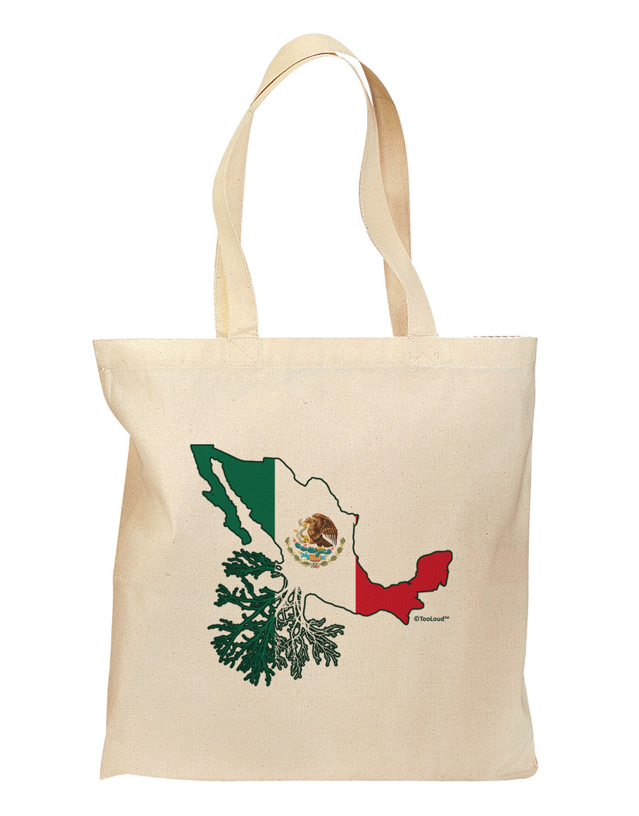 Mexican Roots - Mexico Outline Mexican Flag Grocery Tote Bag by TooLoud-Grocery Tote-TooLoud-Natural-Medium-Davson Sales