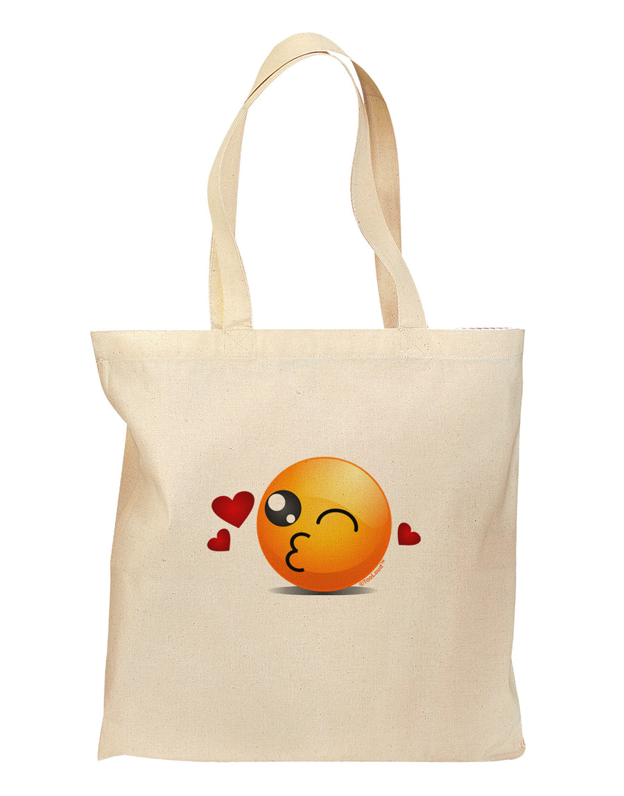 Kissy Face Emoji Grocery Tote Bag-Grocery Tote-TooLoud-Natural-Medium-Davson Sales