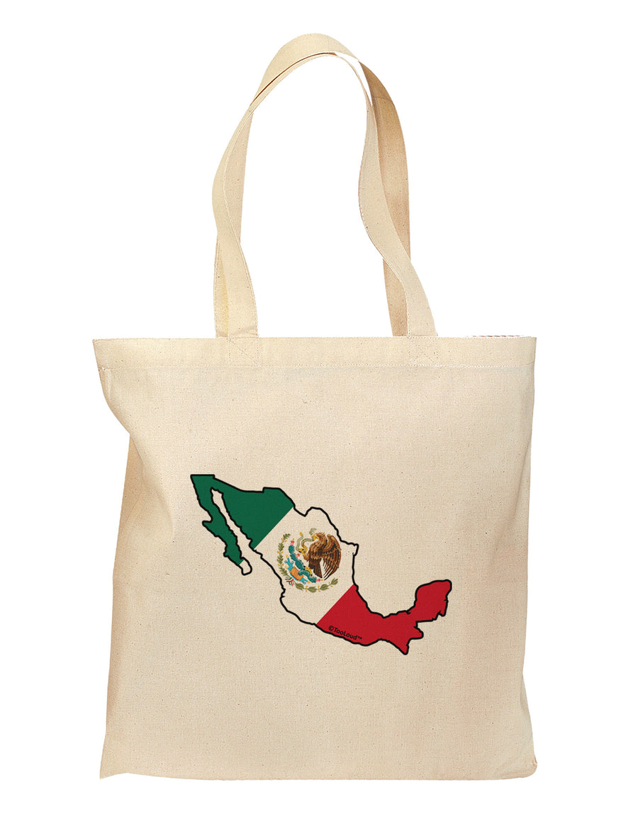 Mexico Outline - Mexican Flag Grocery Tote Bag by TooLoud-Grocery Tote-TooLoud-Natural-Medium-Davson Sales