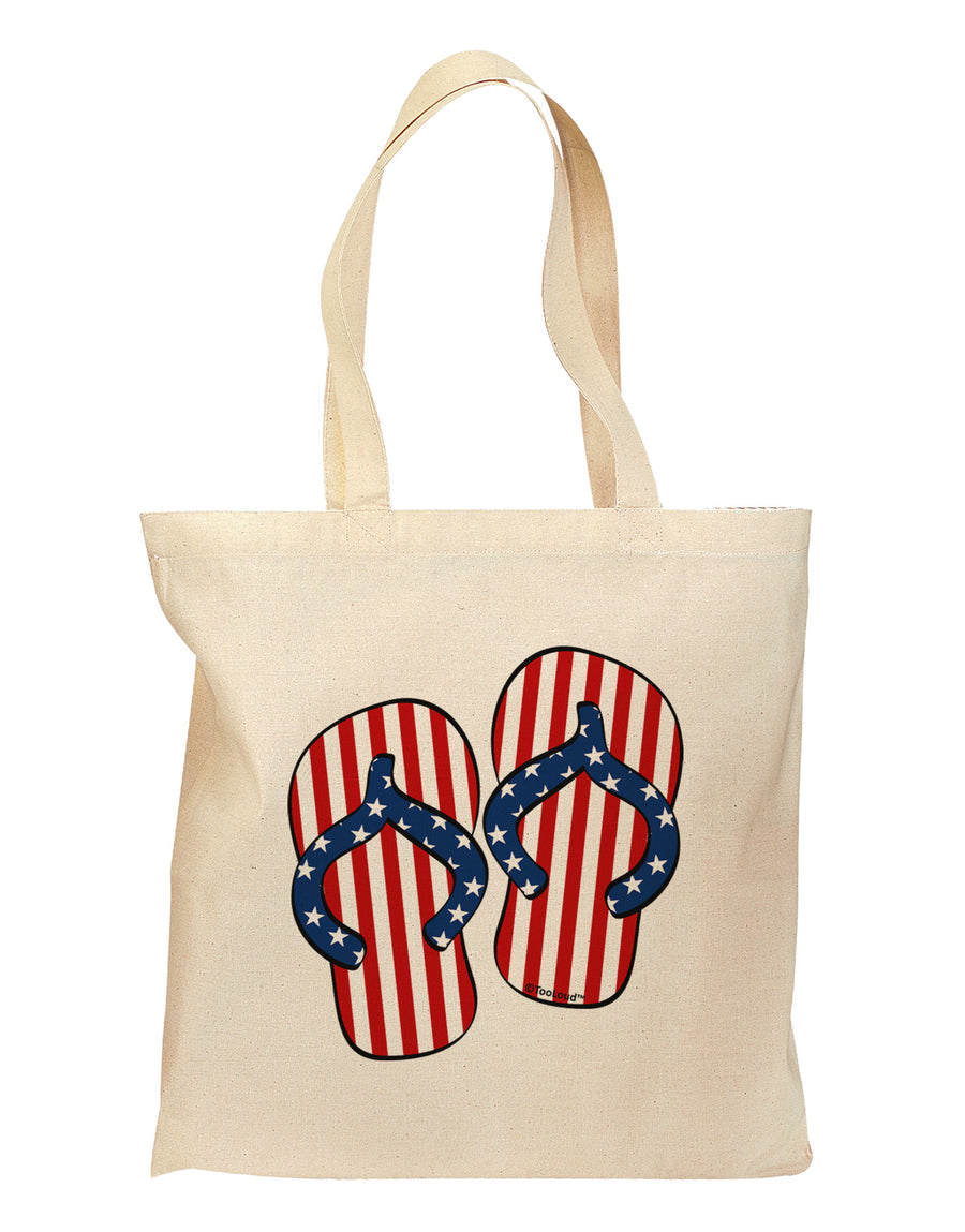 Stars and Stripes Flip Flops Grocery Tote Bag-Grocery Tote-TooLoud-Natural-Medium-Davson Sales