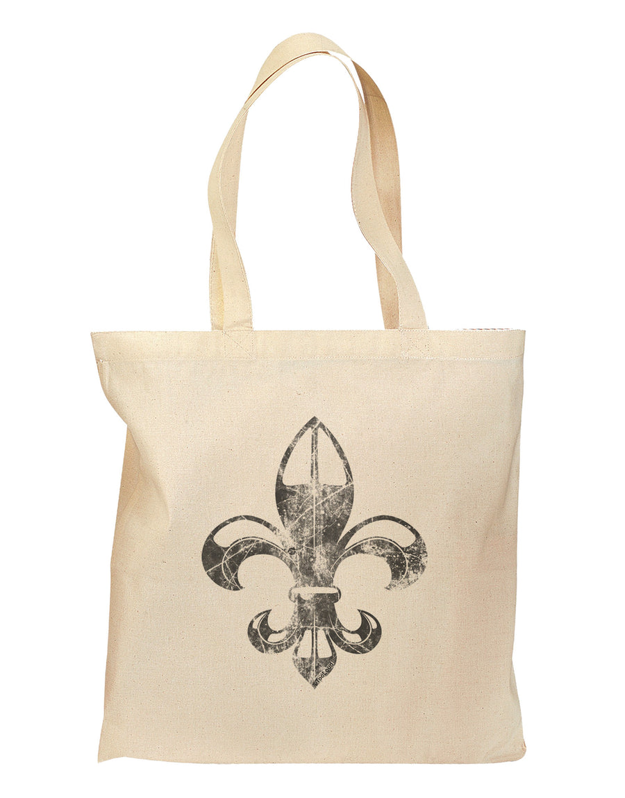 Distressed Fleur de Lis Grocery Tote Bag - Natural-Grocery Tote-TooLoud-Natural-Medium-Davson Sales