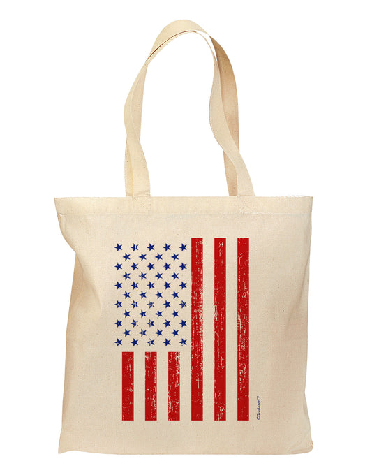 Red and Blue Stamp Style American Flag - Distressed Grocery Tote Bag by TooLoud-Grocery Tote-TooLoud-Natural-Medium-Davson Sales