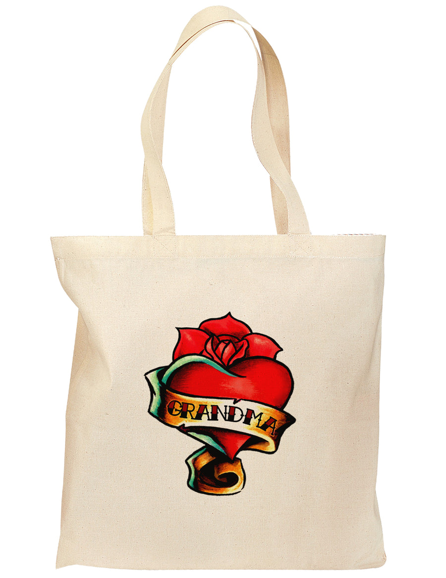 Tattoo Heart Grandma Grocery Tote Bag-Grocery Tote-TooLoud-Natural-Medium-Davson Sales