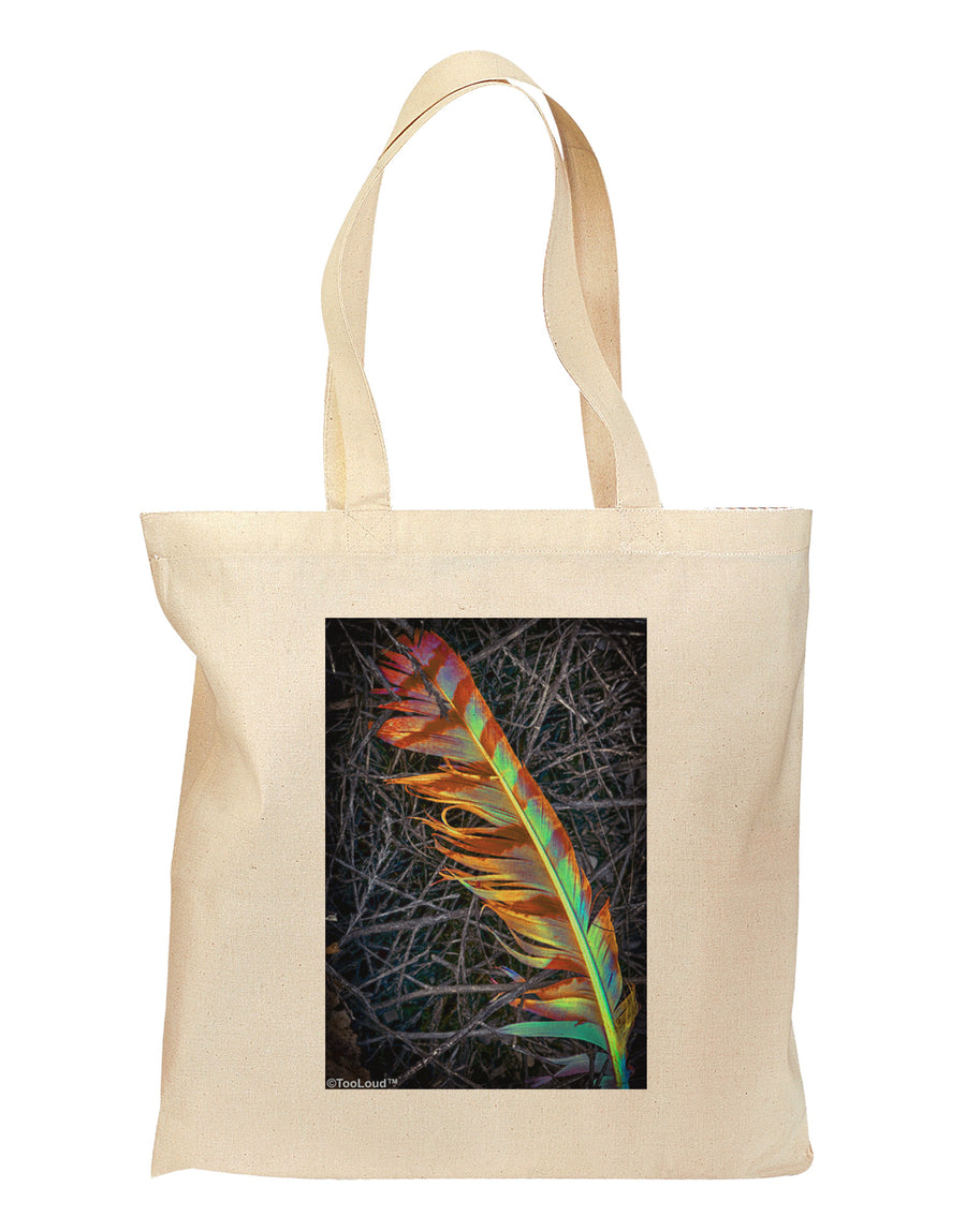 Rainbow Feather Grocery Tote Bag - Natural-Grocery Tote-TooLoud-Natural-Medium-Davson Sales