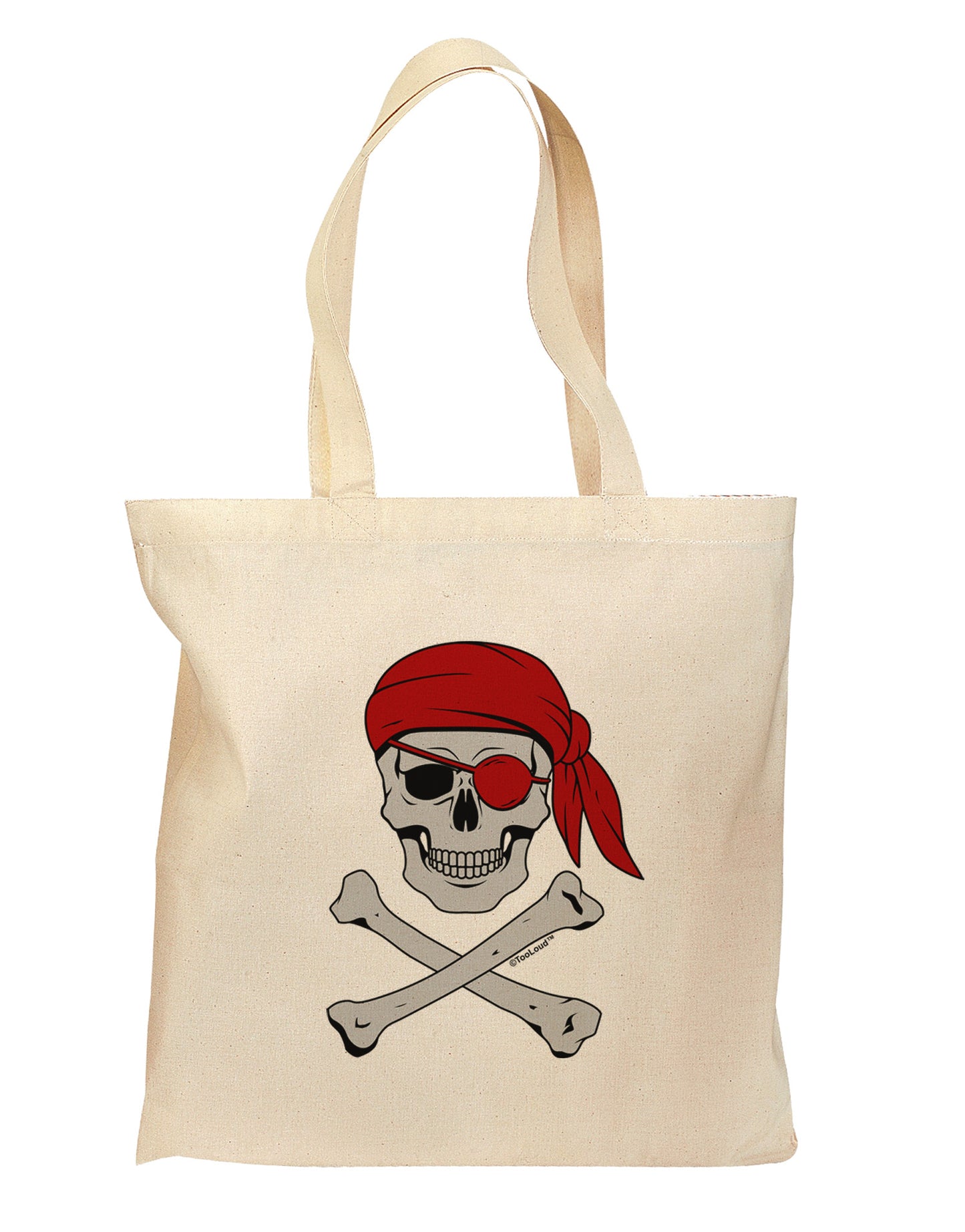 Pirate Skull Grocery Tote Bag - Natural-Grocery Tote-TooLoud-Natural-Medium-Davson Sales