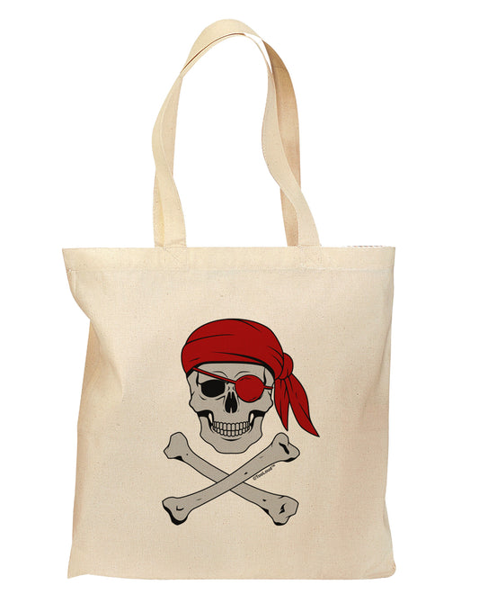 Pirate Skull Grocery Tote Bag - Natural-Grocery Tote-TooLoud-Natural-Medium-Davson Sales