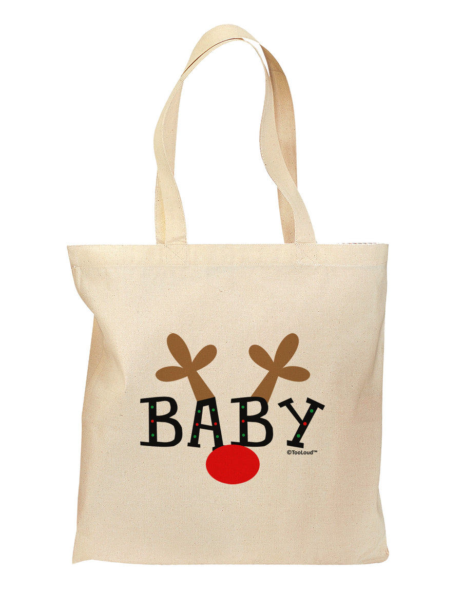 Matching Family Christmas Design - Reindeer - Baby Grocery Tote Bag by TooLoud-Grocery Tote-TooLoud-Natural-Medium-Davson Sales