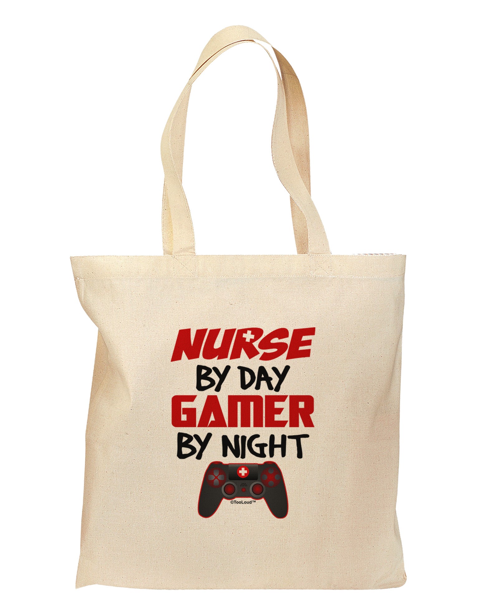 Nurse By Day Gamer By Night Grocery Tote Bag-Grocery Tote-TooLoud-Natural-Medium-Davson Sales