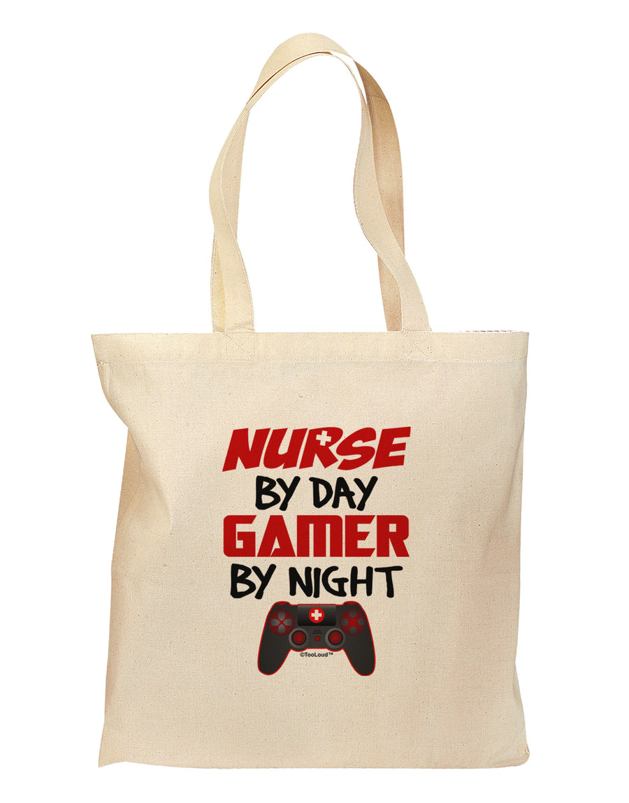 Nurse By Day Gamer By Night Grocery Tote Bag-Grocery Tote-TooLoud-Natural-Medium-Davson Sales