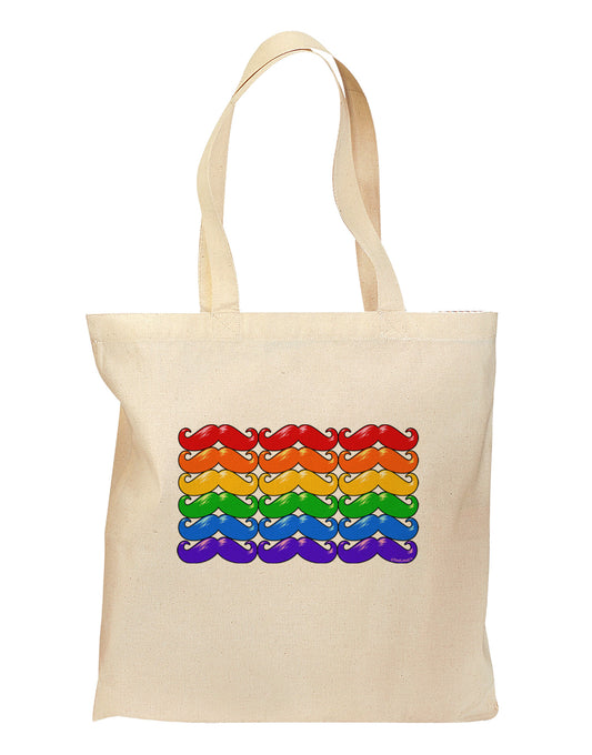 Rainbow Mustaches Gay Pride Flag Grocery Tote Bag-Grocery Tote-TooLoud-Natural-Medium-Davson Sales