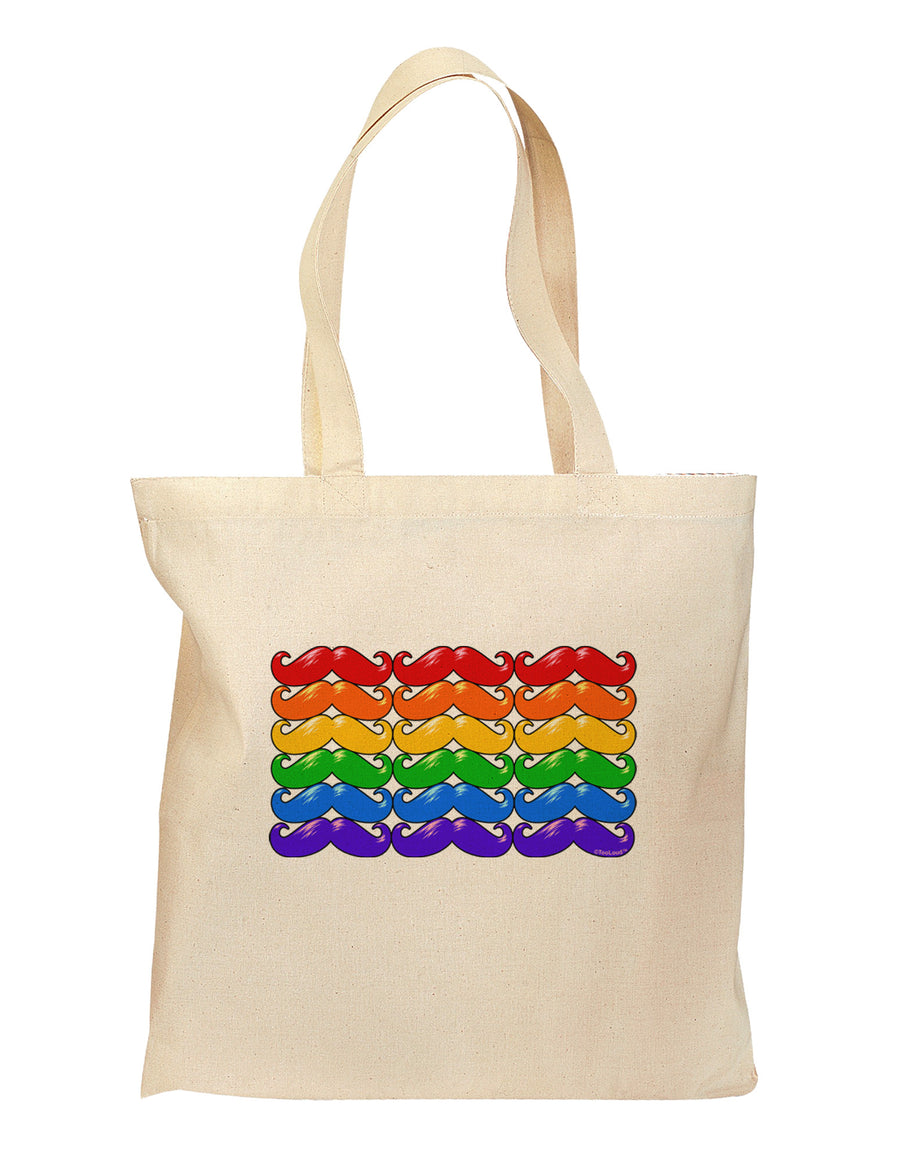 Rainbow Mustaches Gay Pride Flag Grocery Tote Bag-Grocery Tote-TooLoud-Natural-Medium-Davson Sales