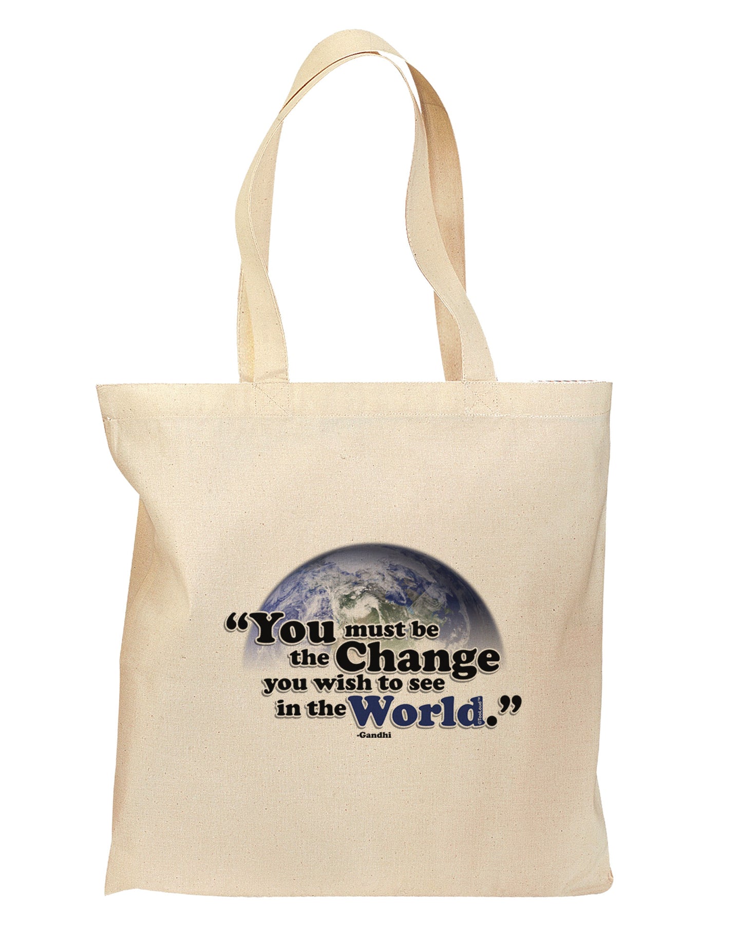 Change In The World Gandhi Grocery Tote Bag - Natural-Grocery Tote-TooLoud-Natural-Medium-Davson Sales
