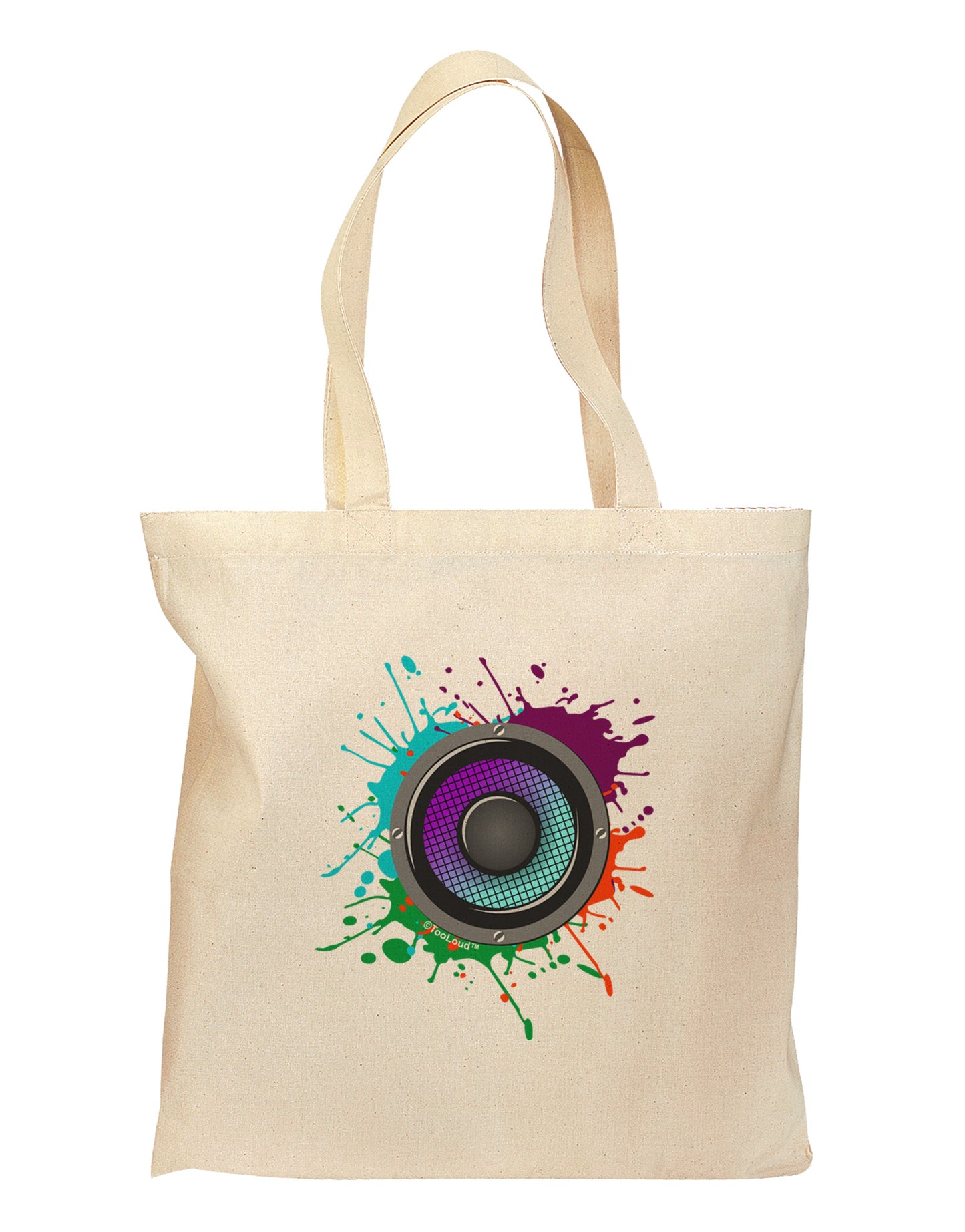 Paint Splatter Speaker Grocery Tote Bag-Grocery Tote-TooLoud-Natural-Medium-Davson Sales