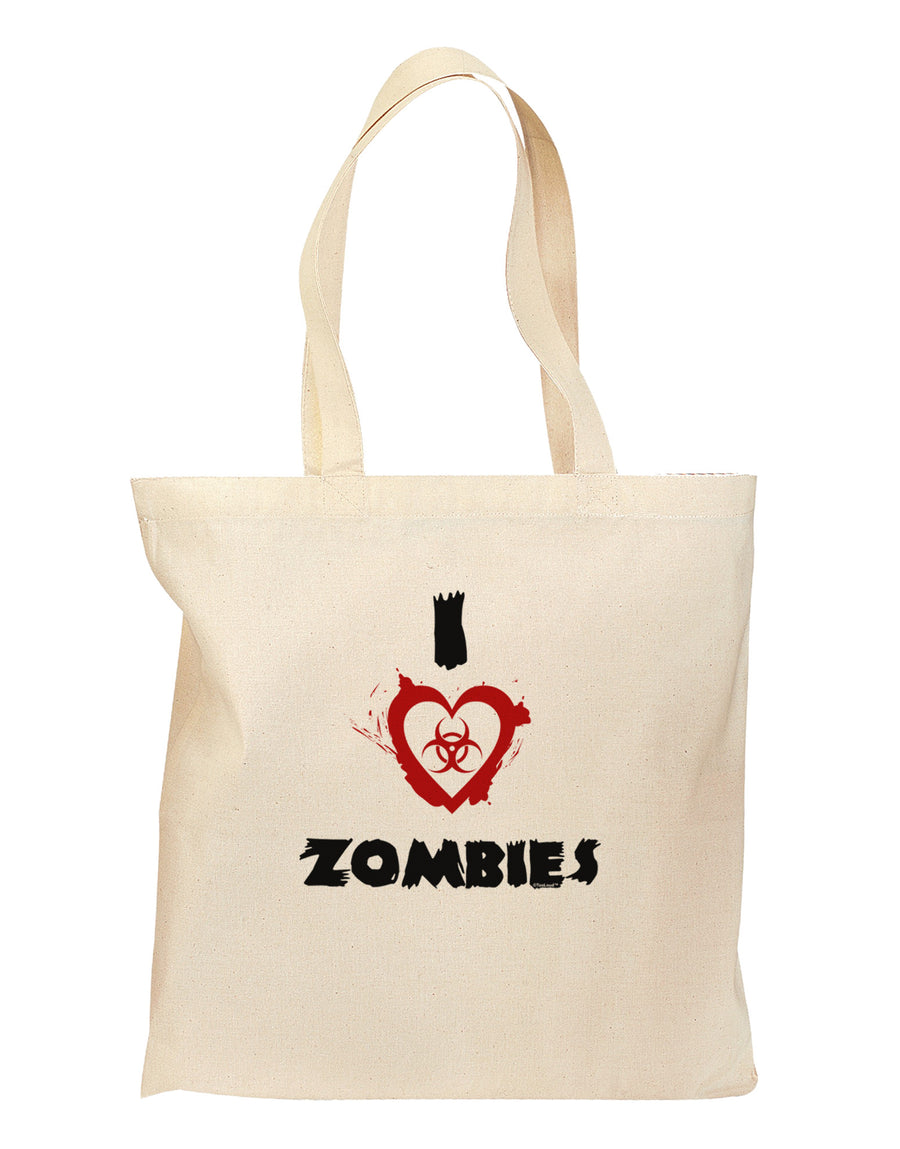 I Heart Zombies - Bio Hazard Heart Grocery Tote Bag-Grocery Tote-TooLoud-Natural-Medium-Davson Sales