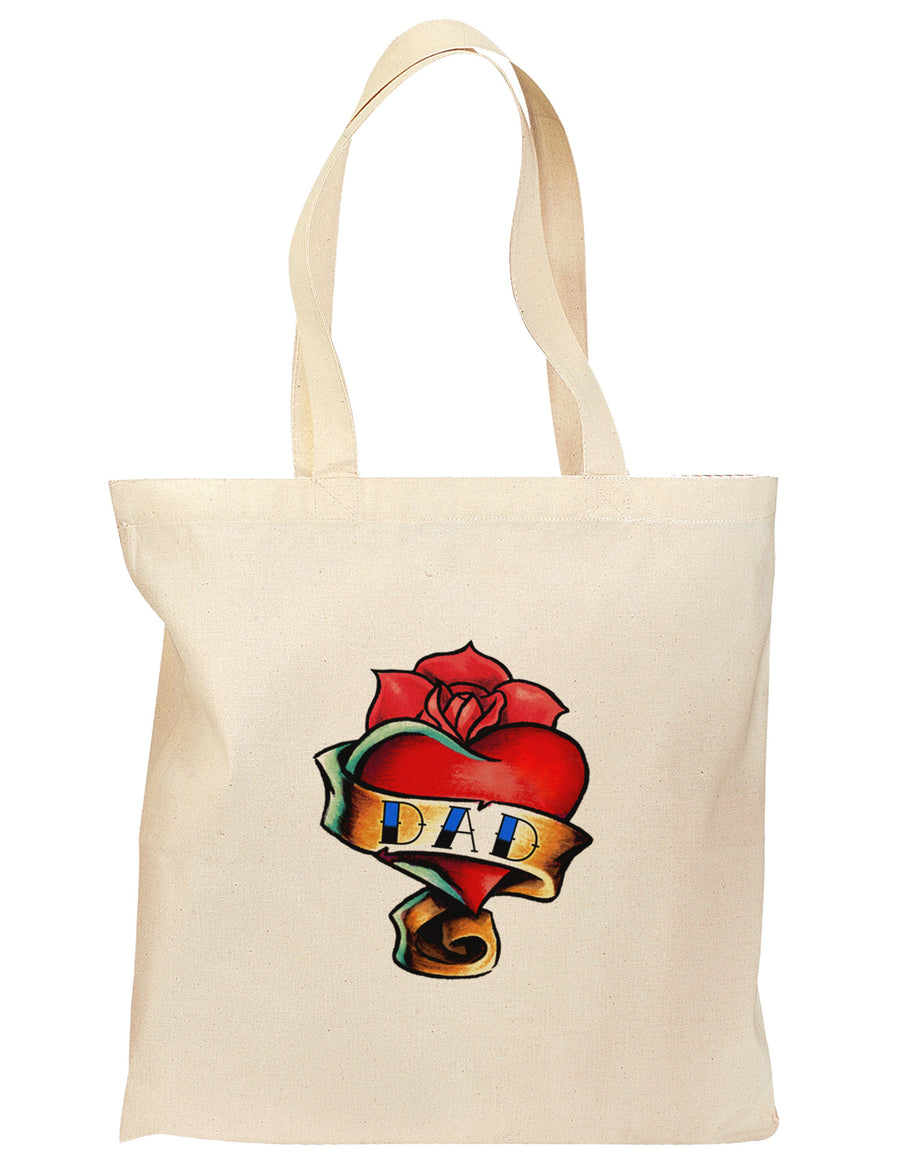 Tattoo Heart Dad Grocery Tote Bag-Grocery Tote-TooLoud-Natural-Medium-Davson Sales